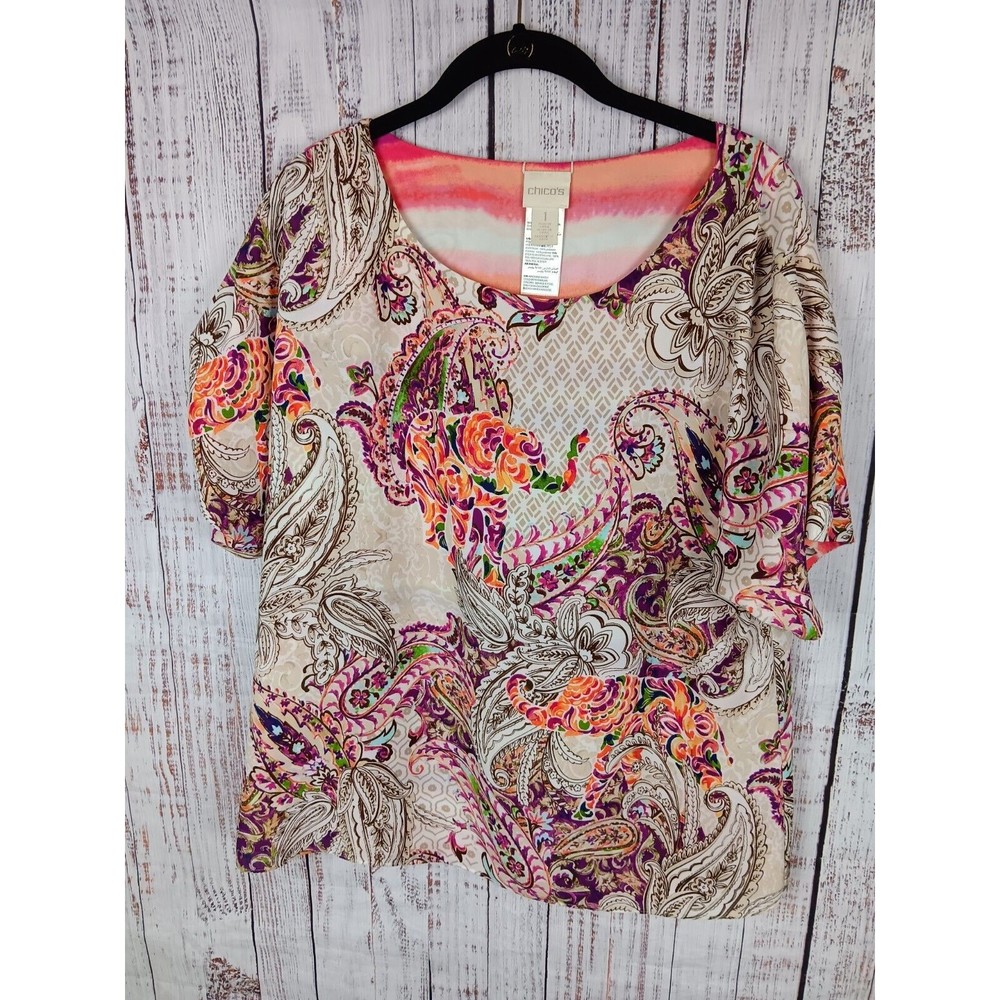 Chico’s reversible blouse Two Tops In One Women's 1 Multicolor Floral Print
